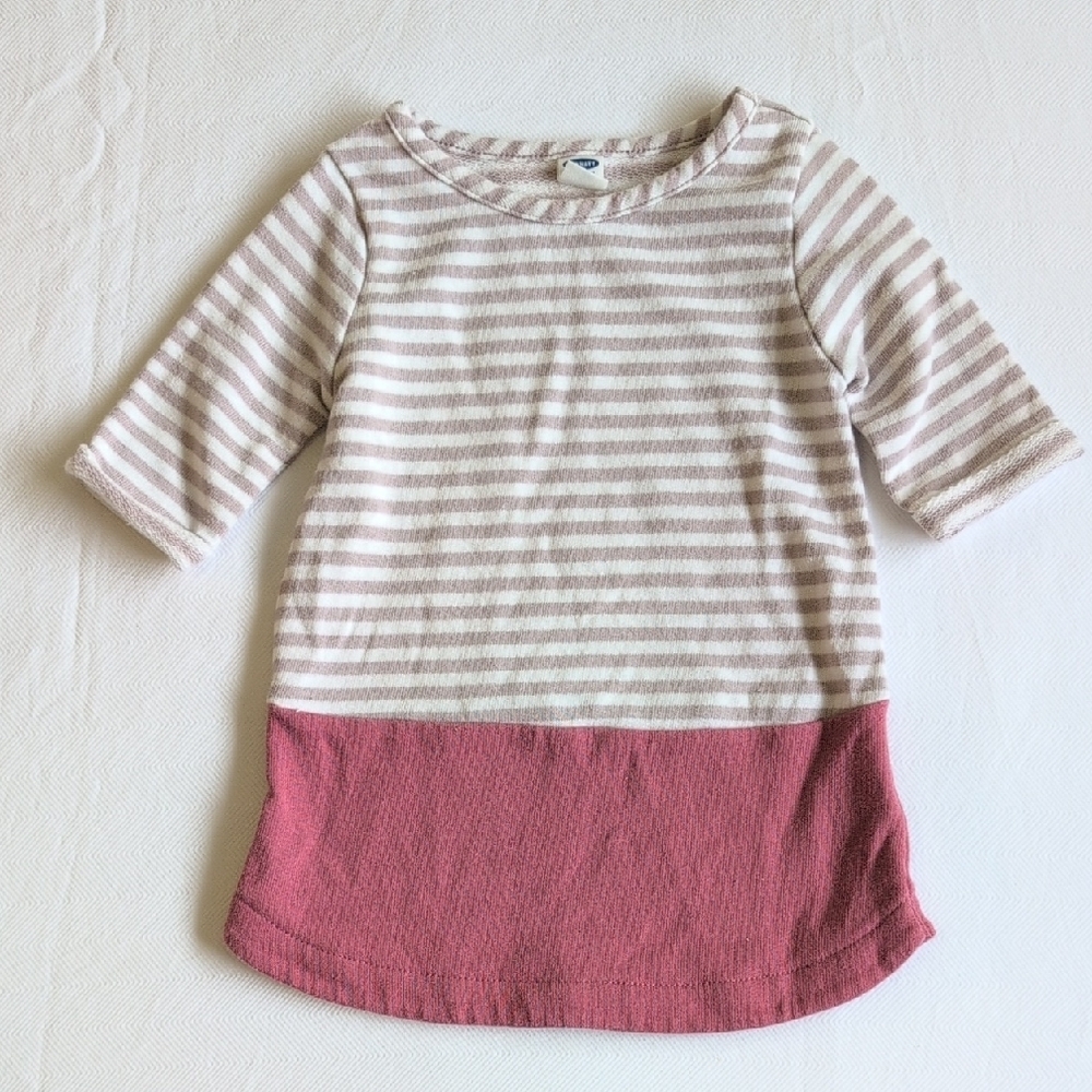 old navy soft touch striped color block sweatshirt tunic dress 12-18 months baby